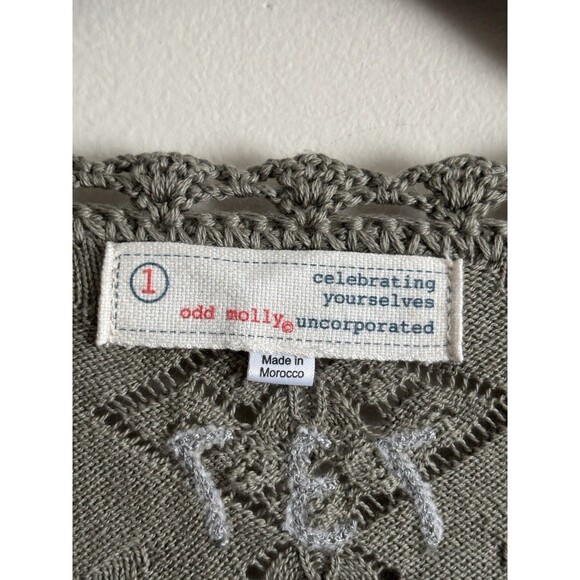 Anthropologie Odd Molly Medium Crochet Lace Lined Dress Green‎ Boho Grunge - Picture 3 of 6